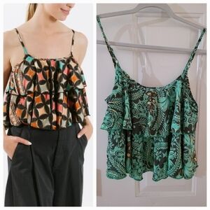 $85 NWT Boho Flowy Ruffle Babydoll Tank Top
